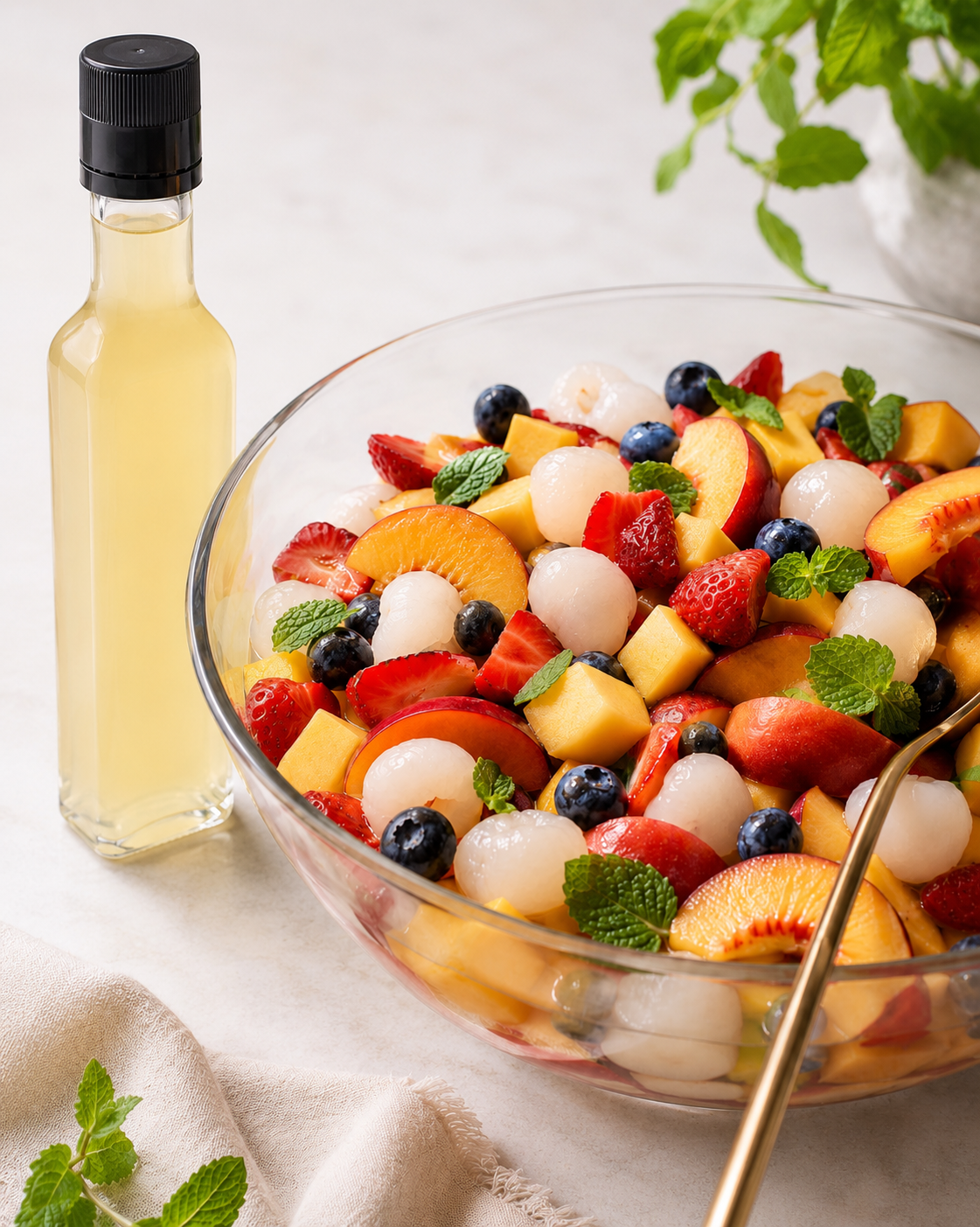 Summer Fruit Salad with Lychee Syrup