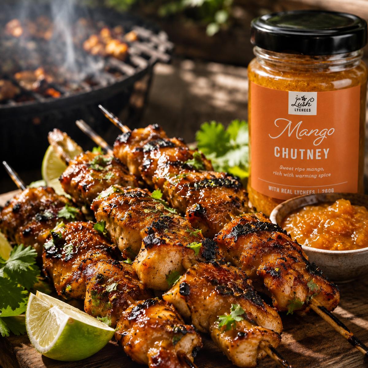 Mango Chutney Chicken Skewers