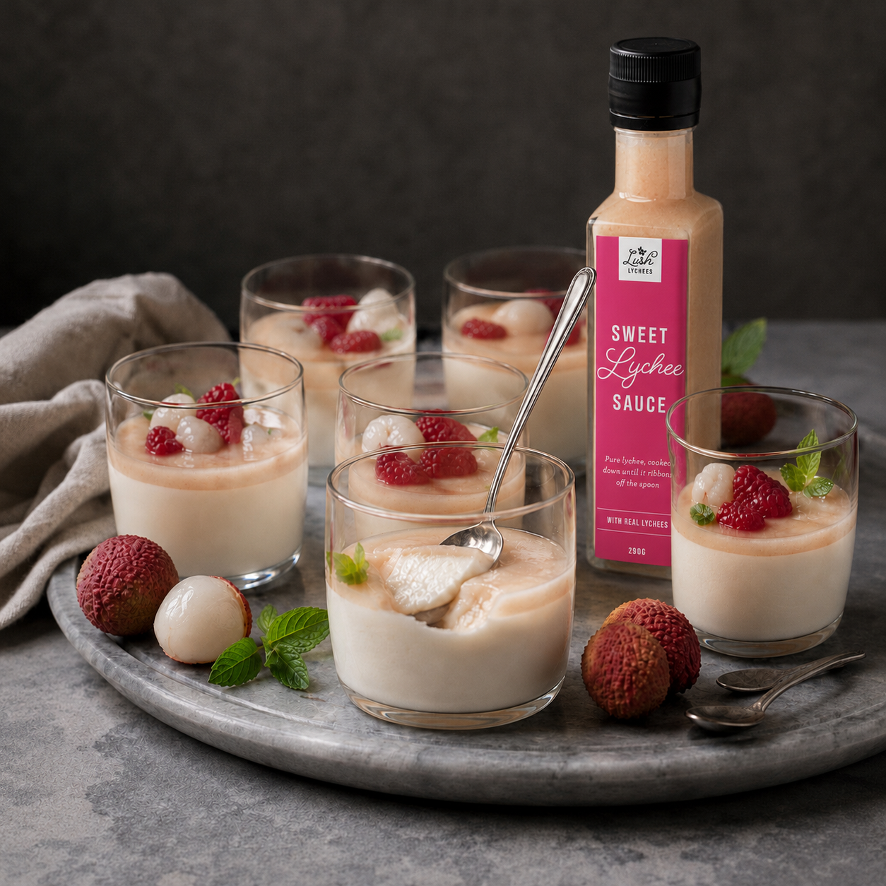 Vanilla Panna Cotta with Lychee Coulis